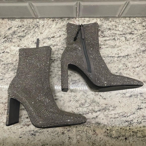 ZARA Rhinestone Heeled Ankle Booties - Picture 7 of 11